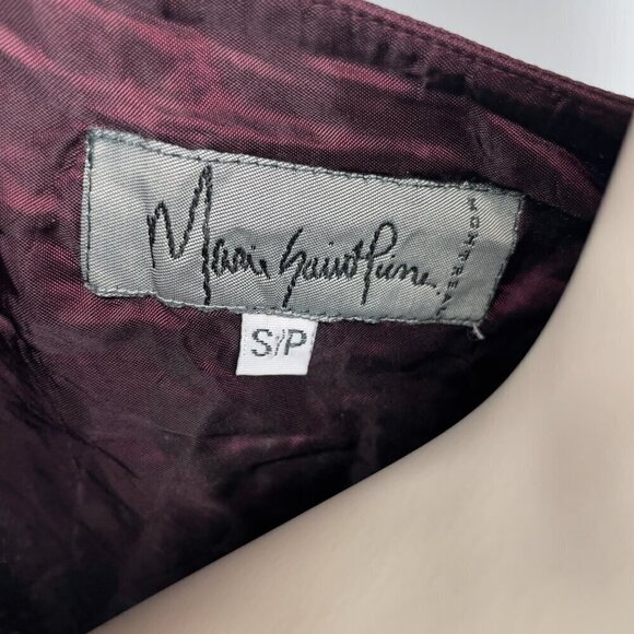 MARIE SAINT-PIERRE Burgundy Bordeaux Red Crinkle Luxury Holidays Top Blouse sz S - Picture 3 of 8